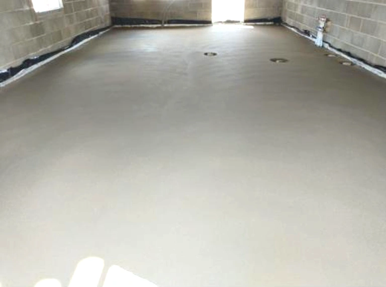 Bright smooth liquid screed across a large room