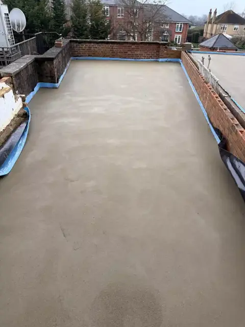 Finished floor screed across an open roof terrace