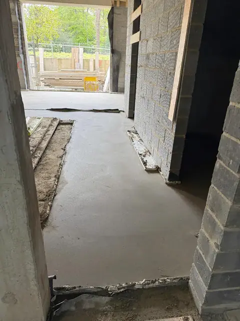 Finished sand and cement screed in a domestic room