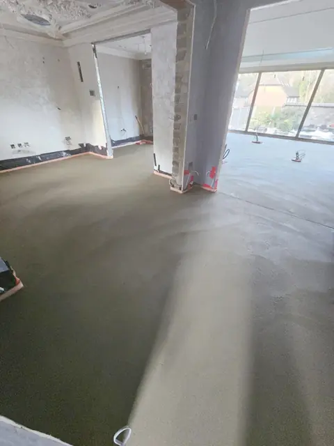 Finished floor screed in a large glazed room