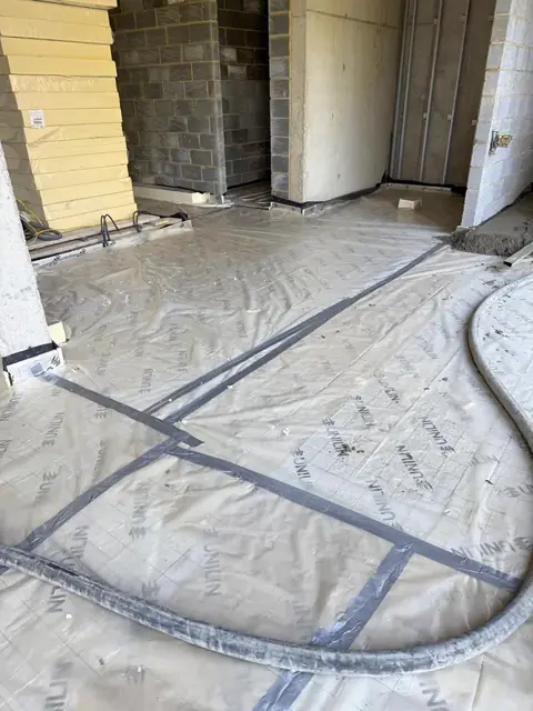 Membrane and pipework in place ahead of floor screeding