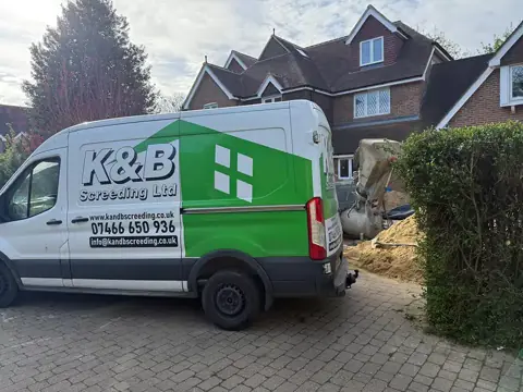 K and B Screeding Ltd van on a residential job